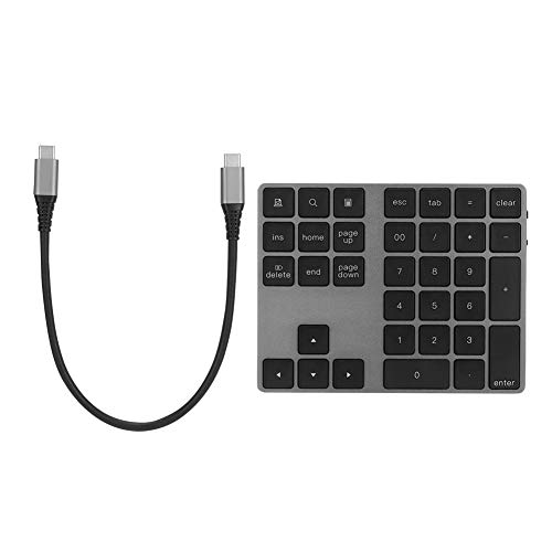 Teclado Numérico Inalámbrico BT Numeric Keyboard Teclado de 34 Teclas HUB Tipo-C Ajuste USB 3.0 para Windows, Teclado Bluetooth con 2 Interfaz USB 3.0 para Computadora Laptop Windows, OS(Negro)