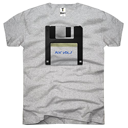 TEE-Shirt Té de Camiseta, – Camiseta para Hombre con Texto Impreso. Coole Diseños. Camiseta con Vintage disquette Impresión. Gris Gris