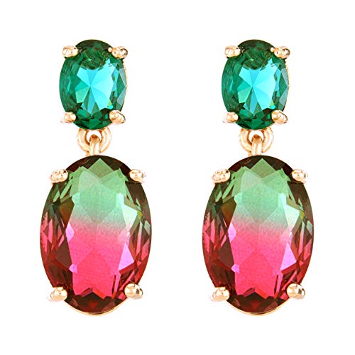 TEMPUS FUGIT. Pendientes para mujer antialérgicos chapados en Oro con cristales de colores brillantes TEMPUS FUGIT. Pendientes para mujer antialérgicos chapados en Oro con cristales de colores brillantes