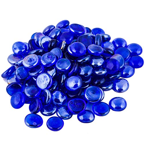 The Glass Pebble Shop - Piedras de Cristal (1 kg, Aprox. 200 Unidades) Lote de 1 kg de Piedras de Cristal Decorativas, Azul Real