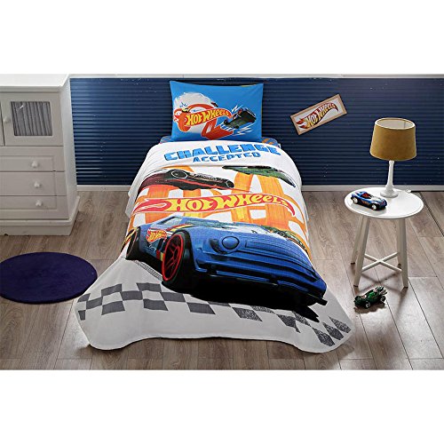 TI Home Hot Wheels Challenge Licensed Bedspread/Coverlet Set, 100% Cotton Single Size 3-Pieces