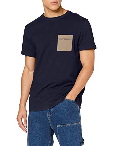 Tommy Hilfiger TJM Contrast Pocket tee Camiseta, Azul (Twilight Navy C87), Large para Hombre