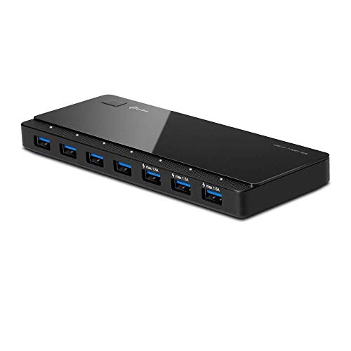 TP-Link UH700 - USB 3.0, hub de 7 Puertos con Adaptador de Corriente de 12V / 2.5A, Cable de 1 m y Tiene botón de Encendido y Apagado