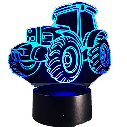 Tractor motorizado Coche Luces Decorativas Forma de Coche Carga Interruptor táctil Luces Coloridas Luces de Noche para niños Granja Decoración Barco