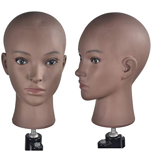 Training Head Cosmetology Mannequin Head Professional Bald Manikin Head for Wigs Making and Display Doll Head with Free Clamp