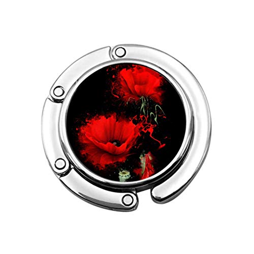 Tres Rojo Amapola en Negro Bolso de Mano Percha Mesa Monedero suspensión diseños únicos sección Plegable Bolsos de Almacenamiento Titular de Mesa Tres Rojo Amapola en Negro Bolso de Mano Percha Mesa Monedero suspensión diseños únicos sección Plegable Bolsos de Almacenamiento Titular de Mesa