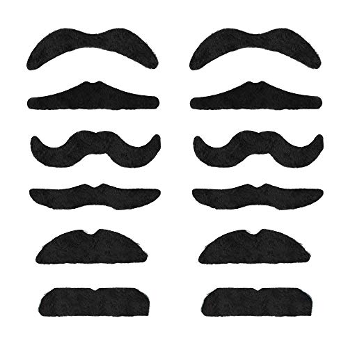 TRIXES Set de 12 Bigotes Autoadhesivos para Disfraz - Bigotes Postizos - Ideal para el Carnaval y Halloween