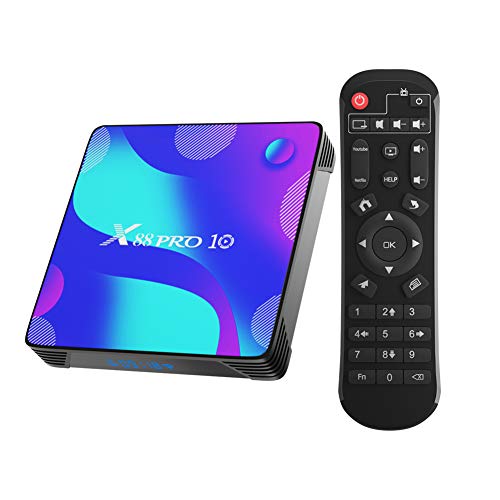 TV Box Android 10.0, X10 Smart Box 2GB RAM 16GB ROM RK3318 Quad-Core 64bit Cortex-A53 CPU 2.4GHz+5GHz WiFi 4K UHD Bluetooth 4.0 USB 3.0