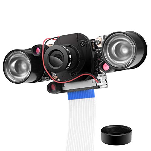 UNIROI Camara para Raspberry Pi, IR-Cut 1080p 5MP Webcam de Vision Nocturna y Diurna IR LED Compatible con Raspberry Pi 3 2 1 Model B B + / pi 1 A A +