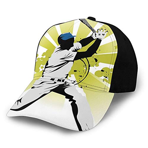 Unisex Sports Decor Pitcher Hits The Ball Fast Stars All Over The Bat Speed Strong Game Motion Team Graphic White Green Fashion Plain Adjustable Baseball Cap Sun Cap