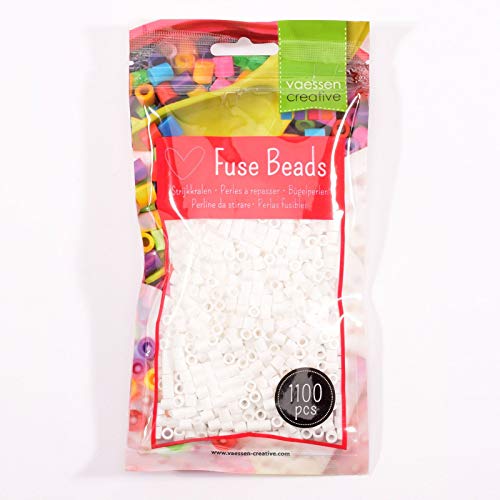 Vaessen Creative Perlas Fusibles, Blanco, Set de 1100 Piezas DIY para Niños, Creación de Joyas, Decoraciones Hechas en Casa y Otras Ideas de Manualidades, 5mm