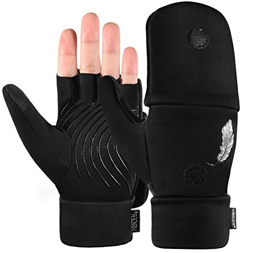 VBIGER Guantes de Invierno Guantes de Ciclismo Antideslizantes Guantes Deportivos Cubierta de Solapa de Manopla para Hombres y Mujeres, S