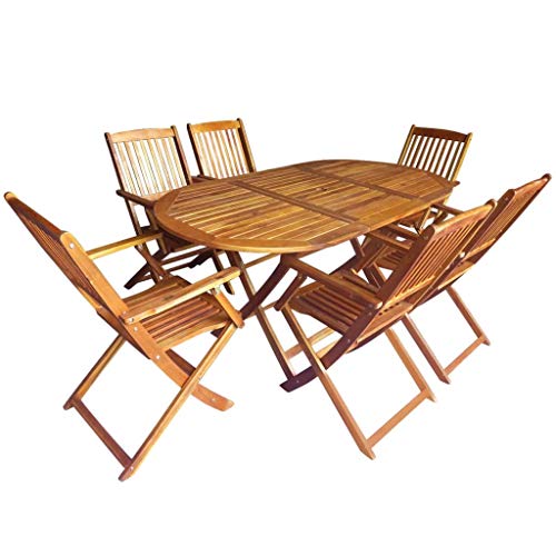 vidaXL Madera Maciza Conjunto Muebles Jardín Acacia 7 Piezas Comedor Exterior vidaXL Madera Maciza Conjunto Muebles Jardín Acacia 7 Piezas Comedor Exterior