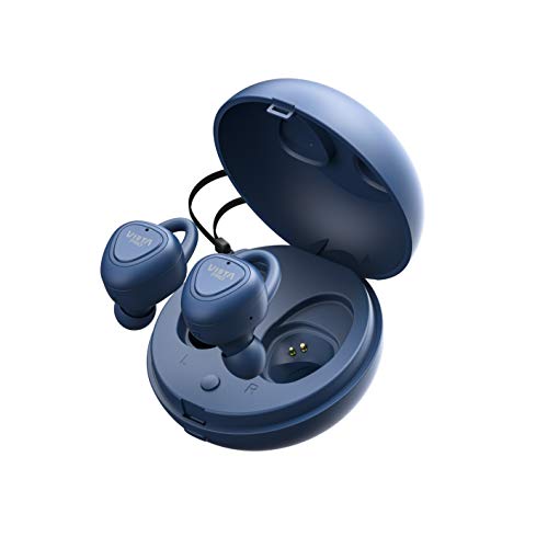 Vieta pro case - auricular bluetooth 5.0 true wirelesss, con función manos libres, resistencia al agua ipx5, 9 horas de batería y acceso al asistente de voz. Acabados en goma y color azul.