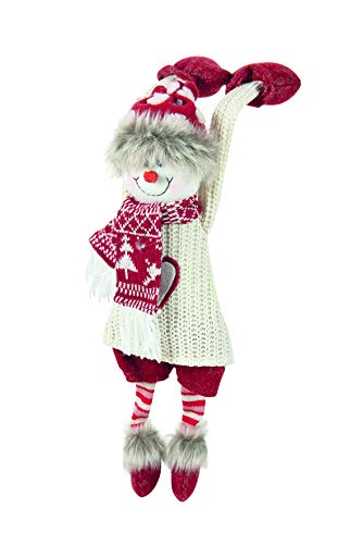 Villa d 'Este Home Tivoli Trendy Christmas - Muñeco de Nieve Colgante de Tela, Blanco + Rojo, Medidas: 15 x 6 x 55 cm Villa d 'Este Home Tivoli Trendy Christmas - Muñeco de Nieve Colgante de Tela, Blanco + Rojo, Medidas: 15 x 6 x 55 cm