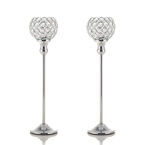 VINCIGANT Portavelas de Cristal Candelabros Soporte para Candela de Metal Plateado, Ideal para Bodas Decoración Fiesta Cumpleaños Decoración navideña Juego de 2 VINCIGANT Portavelas de Cristal Candelabros Soporte para Candela de Metal Plateado, Ideal para Bodas Decoración Fiesta Cumpleaños Decoración navideña Juego de 2