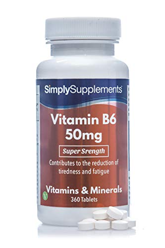 Vitamina B6 50mg - ¡Bote para 1 año! - Apto para veganos - 360 Comprimidos - SimplySupplements