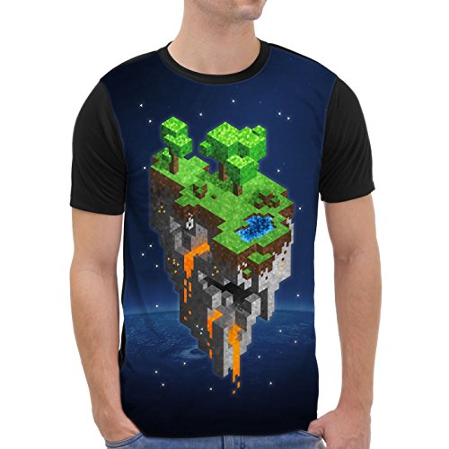 VOID Mine Tower Camiseta gráfica para Hombre T-Shirt All-Over Print Bloque Dado Cubo Videojuego, Talla:L