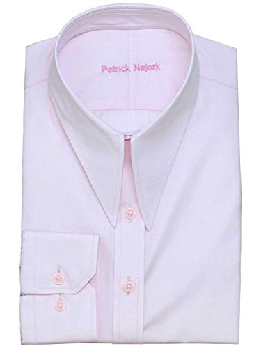 WhitePilotShirts Hombre Spear Largo Punto Accesorio Vintage Cuello de Camisa Algodón Rosa Hombre 1930's 1940's WWII Estilo - Rosa, 17.5