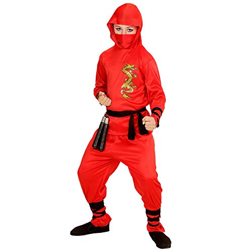 WIDMAN Red Dragon Ninja - Niños Disfraz - Pequeño - Edad 5-7 - 128cm