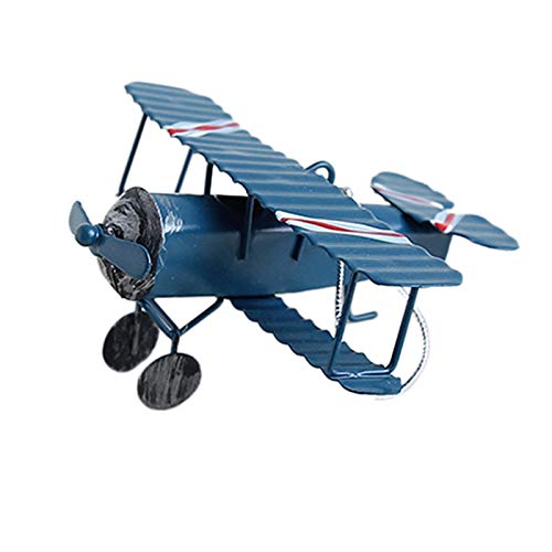 WOVELOT Retro Avión Figuras de Metal Avión Modelo Vintage Planeador Avión Decoración para el Hogar Miniaturas Azul