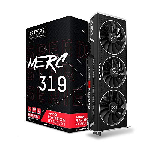 XFX Speedster MERC319 Radeon RX 6800XT Negro 16GB GDDR6 HDMI DisplayPort USB-C PCIe 4.0 Tarjeta gráfica para Juegos RX-68XTACBD9 XFX Speedster MERC319 Radeon RX 6800XT Negro 16GB GDDR6 HDMI DisplayPort USB-C PCIe 4.0 Tarjeta gráfica para Juegos RX-68XTACBD9