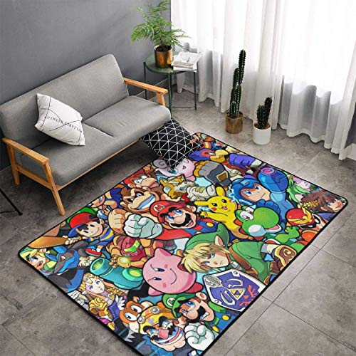 XIAODONG La leyenda de Zelda Super Mario Smash Bros Kirby Alfombra muy suave para decoración artística de poliéster para sala de estar, dormitorio, cocina, dormitorio para niños, 60 x 39 pulgadas