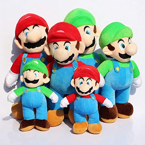 XINQIANG Super Mario de Peluche de Juguete Lindo 6 unids/Lote 14 Pulgadas 35 cm Super Mario Luigi muñeco de Peluche Suave para niños