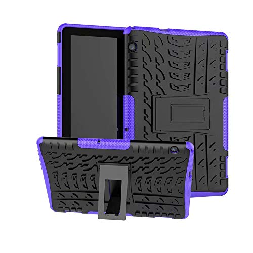XITODA Funda Huawei MediaPad T5 10, Hybrid Rugged Armor Duro PC + TPU Silicone Back Case Cover Carcasa para Huawei MediaPad T5 10 2018 Tablet Funda con Kickstand - Púrpura