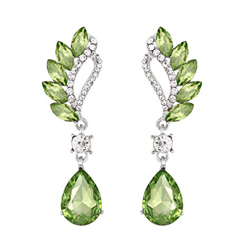 YAZILIND gota de agua oval corte rhinestone cubic zirconia colgante gota cuelgan pendientes mujeres fiesta joyería (verde) YAZILIND gota de agua oval corte rhinestone cubic zirconia colgante gota cuelgan pendientes mujeres fiesta joyería (verde)