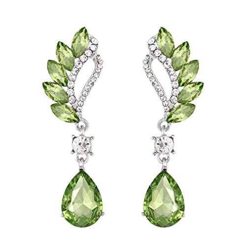 YAZILIND gota de agua oval corte rhinestone cubic zirconia colgante gota cuelgan pendientes mujeres fiesta joyería (verde)