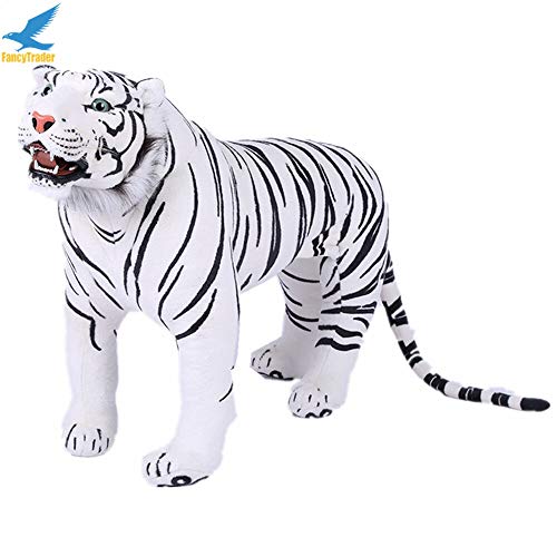 YDOZ Juguetes 110cm Suave Enorme Animal simulado Relleno Blanco Tigre Peluche de Peluche 43 '' Fotografía Proporamiento para el hogar Regalo 2 Colores (Color : Blanco)