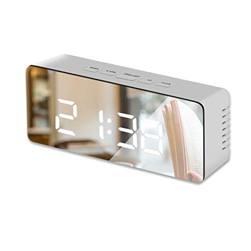 YFFSBBGSDK Alarm Clock Led Mirror Alarm Clock Digital Snooze Watch Clock Wake Up Light Electronic Time Temperature Display Household Clock