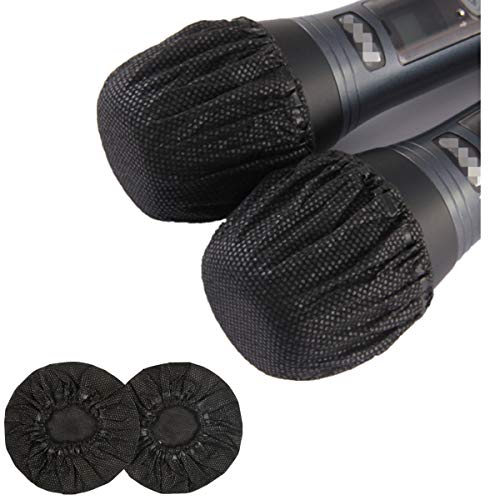 YianBestja 400 unidades desechables de tela no tejida para micrófono inalámbrico, cubierta para micrófono de karaoke actuaciones en directo fiesta escuela (400 unidades Negro)