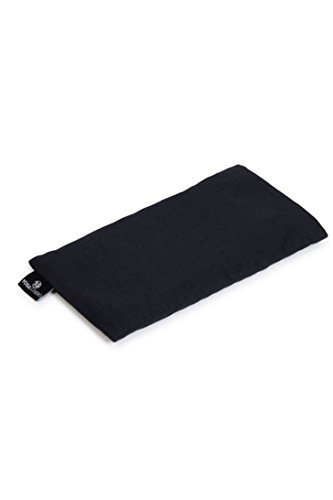 Yoga Studio Almohada orgánica de ojos – 23 cm x 12/13 cm, almohada de yoga con aroma de lavanda y linaza para ojos cansados y dolores de cabeza, color negro