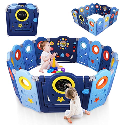 YOLEO Parque Infantil para Bebés, Corralito Bebe XXL 12 + 2 paneles, Centro de Actividades para Niños, Patio de Juegos de Seguridad Hogar Interior Exterior de 0 a 6 Años, Plegable, Azul YOLEO Parque Infantil para Bebés, Corralito Bebe XXL 12 + 2 paneles, Centro de Actividades para Niños, Patio de Juegos de Seguridad Hogar Interior Exterior de 0 a 6 Años, Plegable, Azul