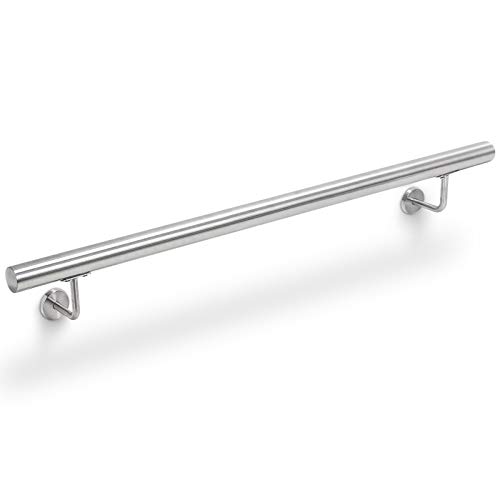 Yorbay Pasamanos Escalera con Soporte de pared Resistente Interior, Plateado, 100 cm Yorbay Pasamanos Escalera con Soporte de pared Resistente Interior, Plateado, 100 cm