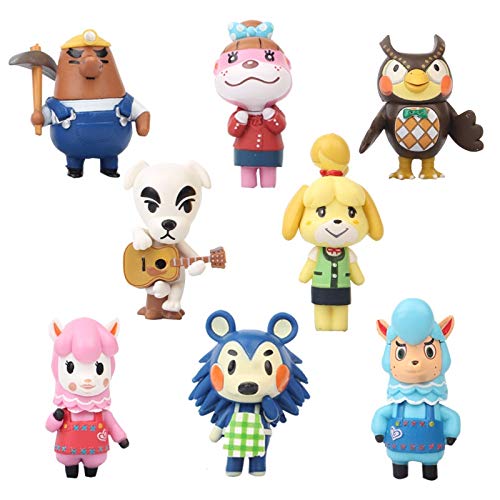 YUNDING Juguetes Animal Crossing 8 unids/Lote Animal Crossing New Horizons Shizue Lisa Isabelle Celeste Anime PVC Figura de acción colección Modelo Juguete muñeca Regalo