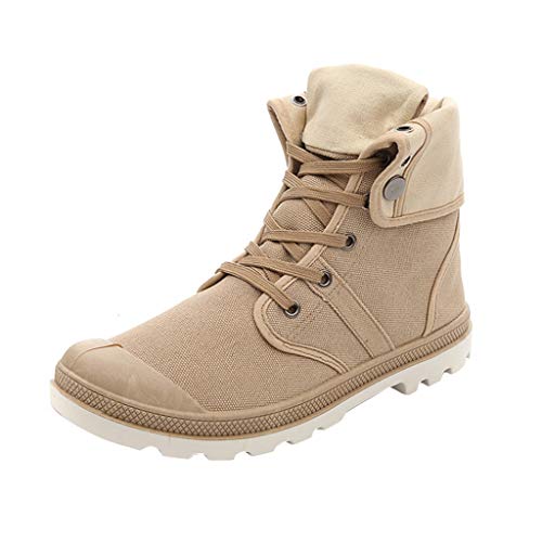 YWLINK Zapatos para Hombre Caminar Lienzo Alto Zapatillas Moda Transpirable CóModo TamañO Grande Botas Estudiante De Escalada Corriendo Bicicleta Regalo del DíA De Miembro(Caqui,43EU)