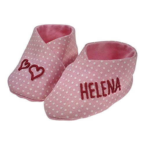 Zapatos de bebé puntos con nombre, zapatos de bebé Vichykaro, zapatos de bebé personalizados, muñecos de bebé, zapatos de bebé, zapatos para recuerdo, nacimiento, color: puntos rosados