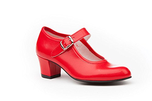 Zapatos Flamenca Para Niña y Mujer, Mod. 302, Calzado Made In Spain (26, Rojo)