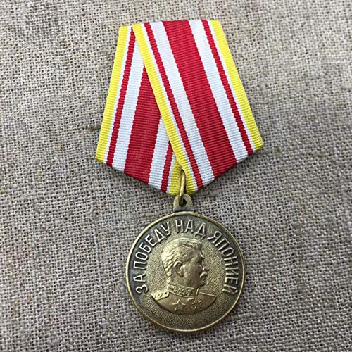 ZHAQU 1945a Unión Soviética Medalla Stalin CCCP URSS Victoria de Guerra Japón Cobre Colgante Cinco Estrellas Soldado de Combate Insignia de Honor Original