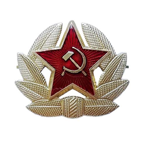 ZHAQU 1980th Original CCCP Unión Soviética Estrella Roja Espiga de Trigo Soldado Insignia de Aluminio Guadaña Dorada Martillo Uniforme Big Cap Medalla de la URSS