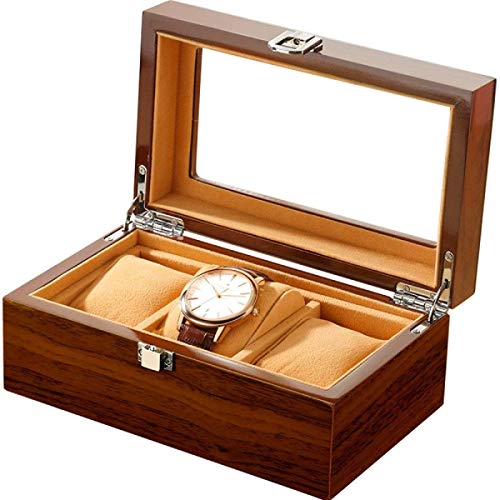 ZLMMY Willow Wooden Watch Box-3 Ranuras de reloj anchas Caja de reloj de madera de pera Organizador de almacenamiento, regalo for hombres -Negocios, Caja de almacenamiento de joyas Caja de reloj for h
