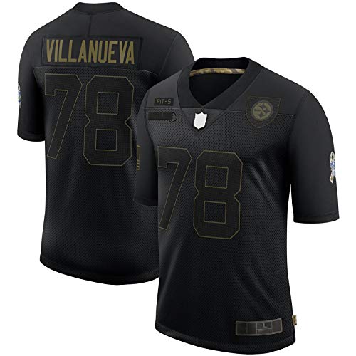 ZUQIU Camiseta de fútbol transpirable para hombre de Alejandro Sports Villanueva ropa Pittsburgh #78 2020 Salute To Service Limited Jersey – Negro-S