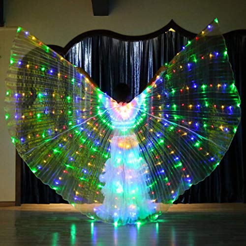 Z&X Dance Fairy Apertura Danza del Vientre Danza LED ISIS Wings con Palos Cañas-Wings 300 LED Luminous Light Up Stage Performance Props,3
