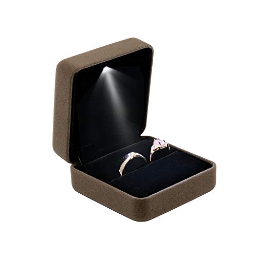 ZXCVBY Escaparate De Caja De Regalo para Compromiso De Propuesta De Boda Día De San Valentín Favores Cumpleaños Encantos Embalaje De Joyería Caja De Regalo con Luz LED,Marrón