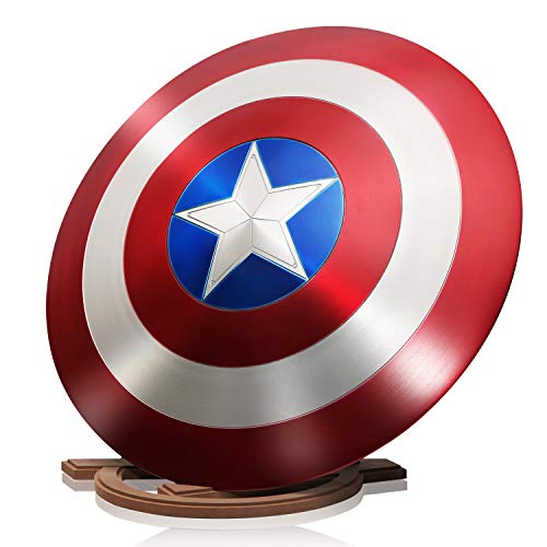 ZYER Los Vengadores Marvel Capitán América Disfraz de Metal Shield +Soporte de Madera Adulto Uno Tamaño 1: 1 Apoyos de Película
