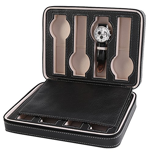 1 Pcs 8 Rejillas Reloj Caja de Almacenamiento de Pantalla Portátil con Cremallera Colector de Viaje Organizador de la Caja Nuevo(1)