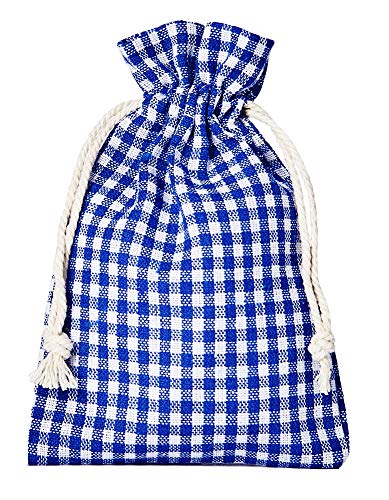 10 bolsitas de algodón, bolsas de algodón estilo rústico, tamaño 30 x 20 cm, elemento decorativo, decoración romántica, a cuadros, azul-blanco 10 bolsitas de algodón, bolsas de algodón estilo rústico, tamaño 30 x 20 cm, elemento decorativo, decoración romántica, a cuadros, azul-blanco